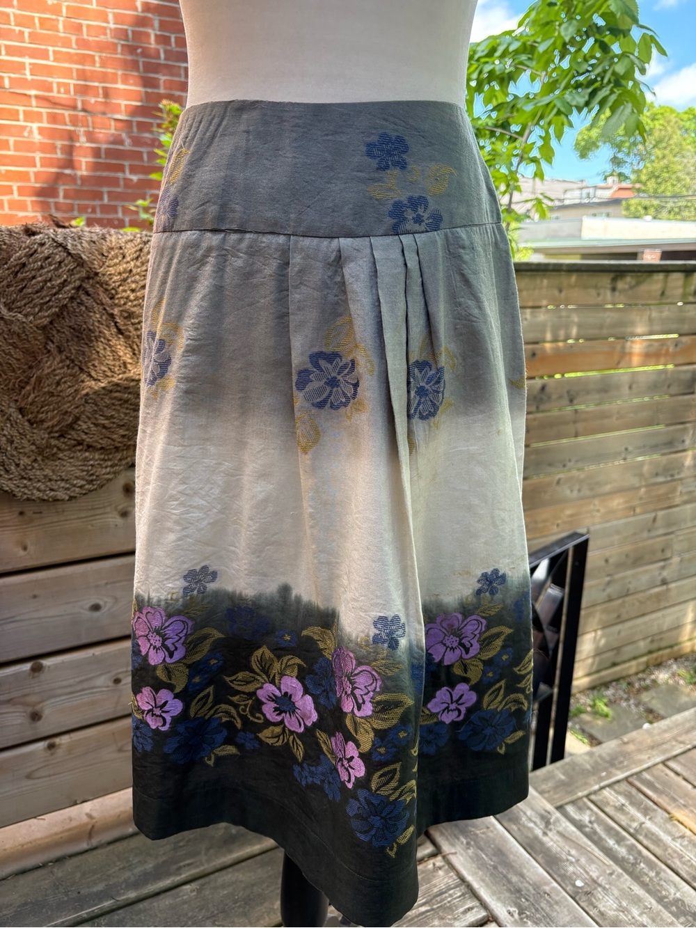 Comrags | Midi Skirt with Purple Floral Border